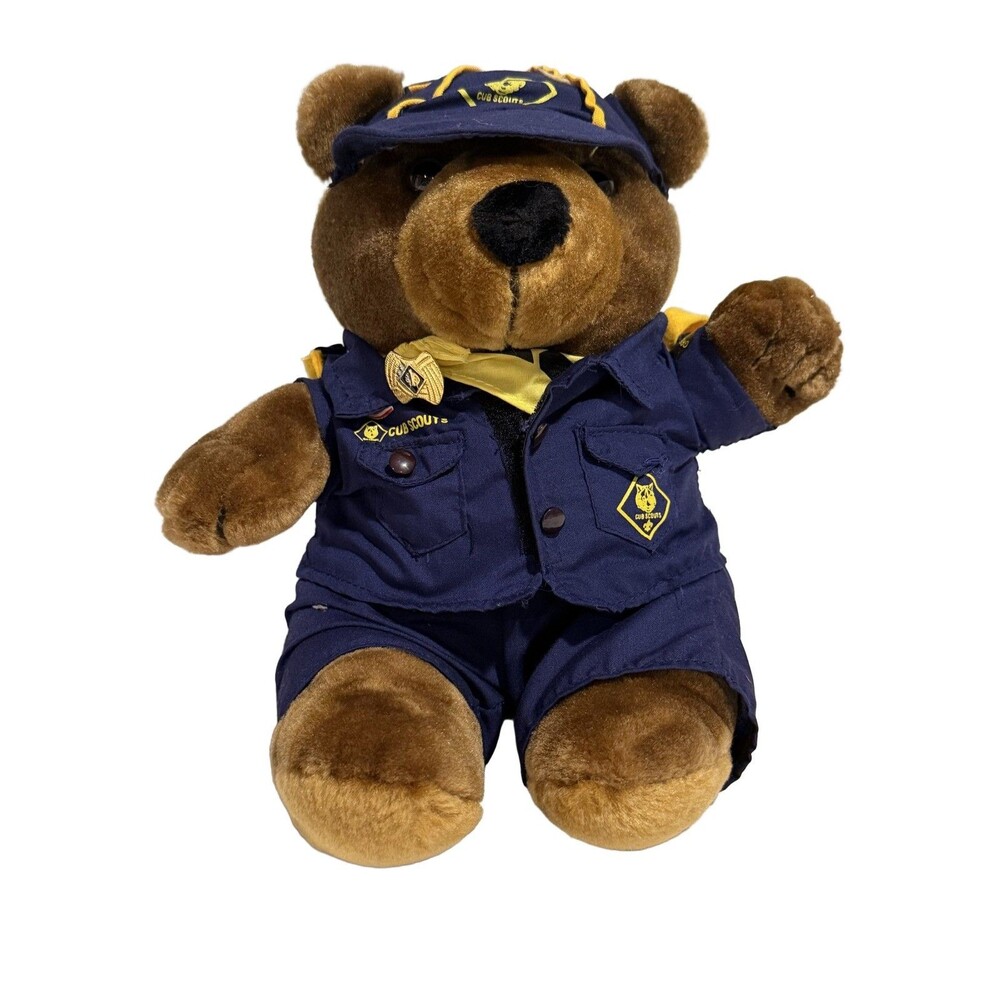Cub Scouts Bear Plush Toy 18" Uniform Hat Neckerchief Pin Boy Scouts